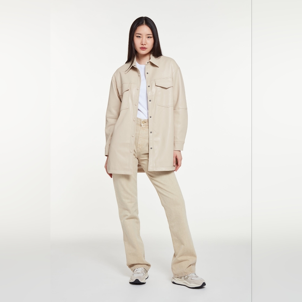 NWT APPARIS Riley faux leather shacket, cream xs